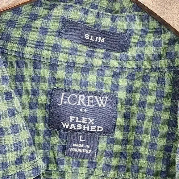 J. Crew Slim Flex Washed Men's L Button down Long sleeve  Shirt Checkered - Picture 4 of 6